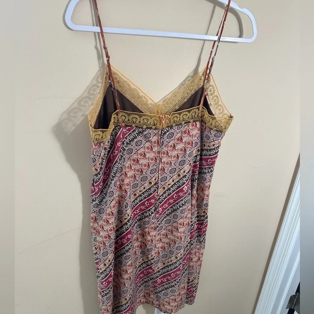Vintage Y2K Lace cami patchwork muted tone tank  Slip Dress size L boho - Picture 3 of 5